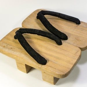 Vintage Japanese Geta Wooden, Asian Sandals, Black
